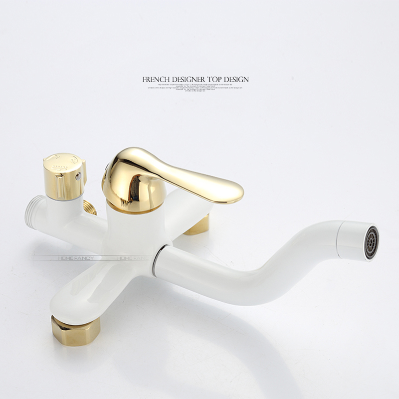 modern golden white rainfall 8" shower faucet set single handle tub shower mixers with handheld shower