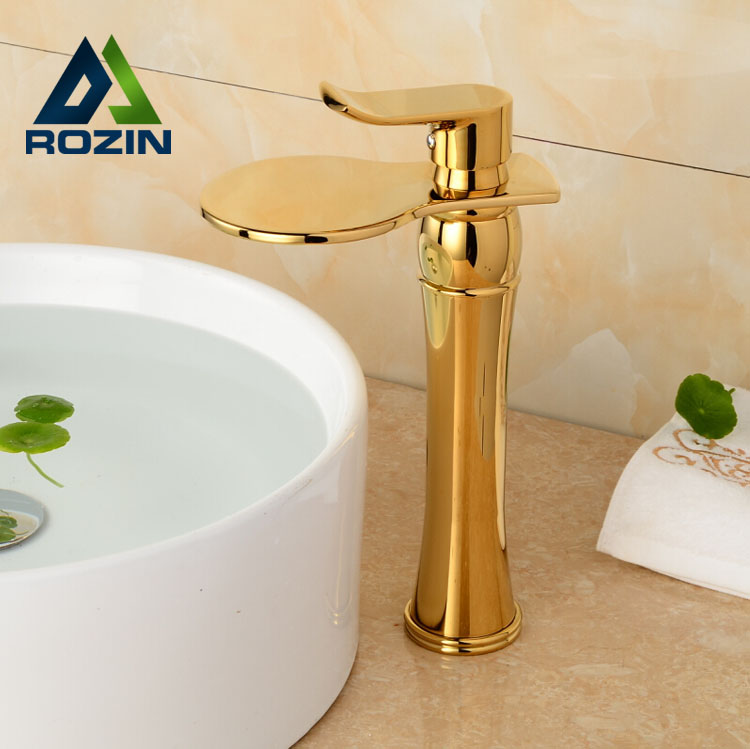 new design countertop bathroom basin mixer tap golden bathroom sink waterfall and cold water faucet