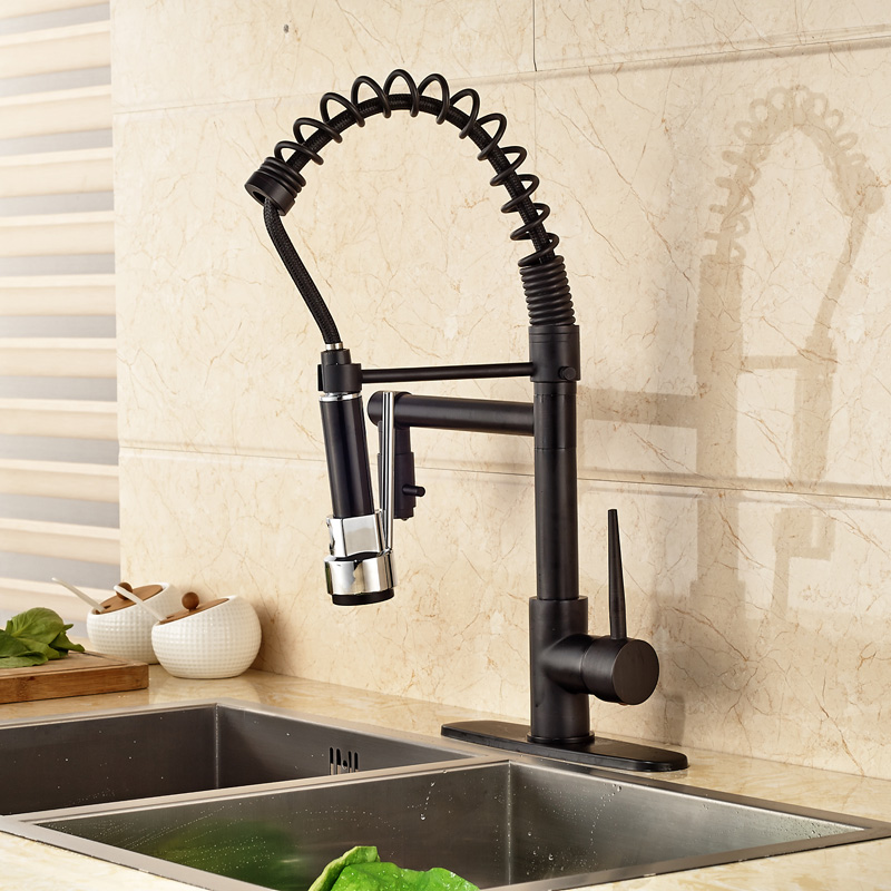 oil rubbed bronze dual spout kitchen sink faucet led light spring kitchen mixer tap kitchen and cold water tap