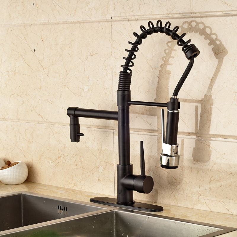 oil rubbed bronze dual spout kitchen sink faucet led light spring kitchen mixer tap kitchen and cold water tap