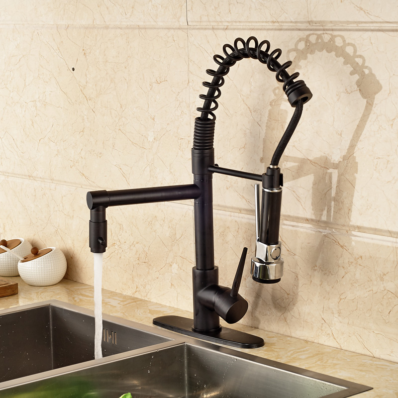 oil rubbed bronze dual spout kitchen sink faucet led light spring kitchen mixer tap kitchen and cold water tap