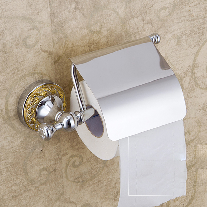 polished chrome toilet paper holder with cover brass toilet roll paper tissue holder rod