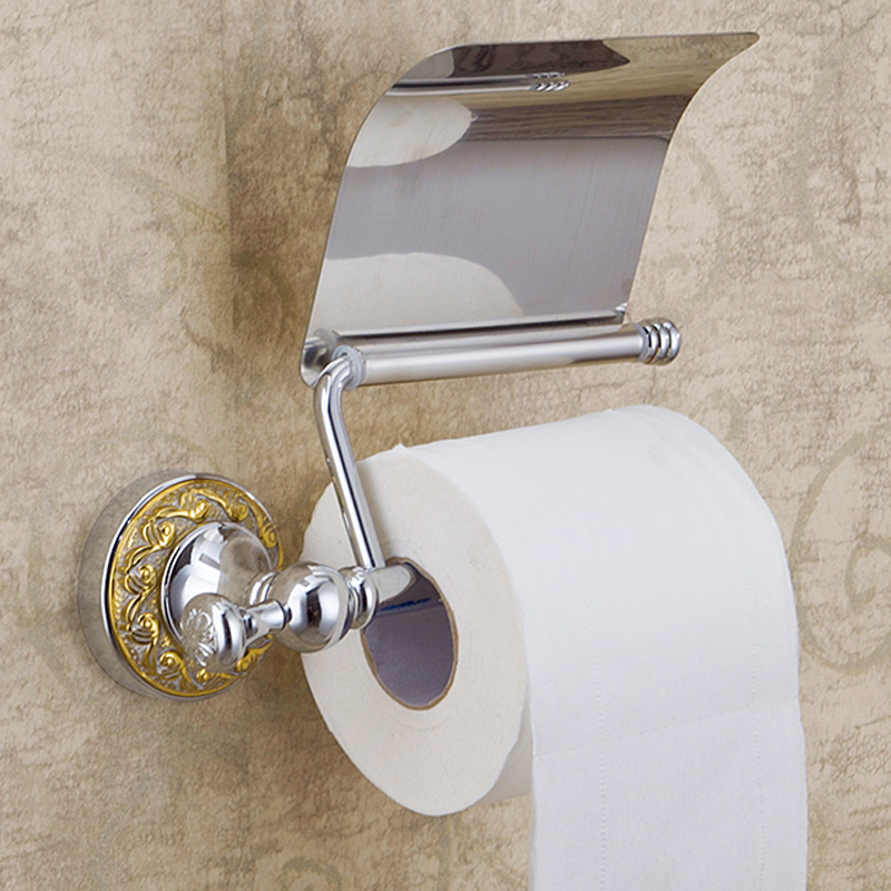 polished chrome toilet paper holder with cover brass toilet roll paper tissue holder rod