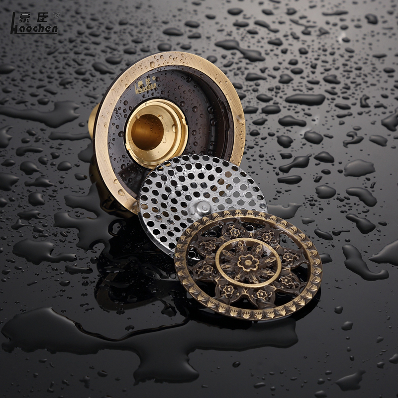 rozin antique brass bathroom round shaped shower floor drain 4" brass bathroom floor grate drain