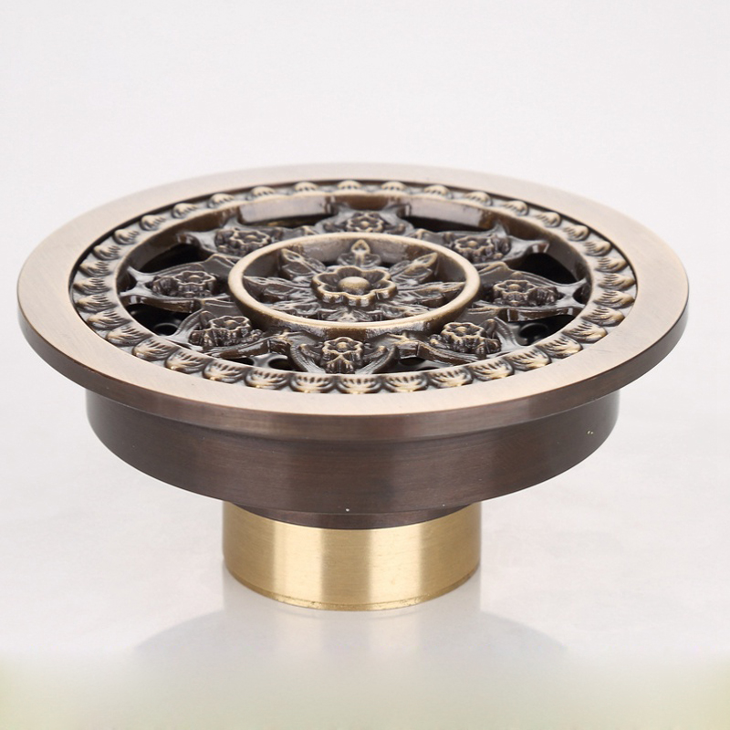 rozin antique brass bathroom round shaped shower floor drain 4" brass bathroom floor grate drain