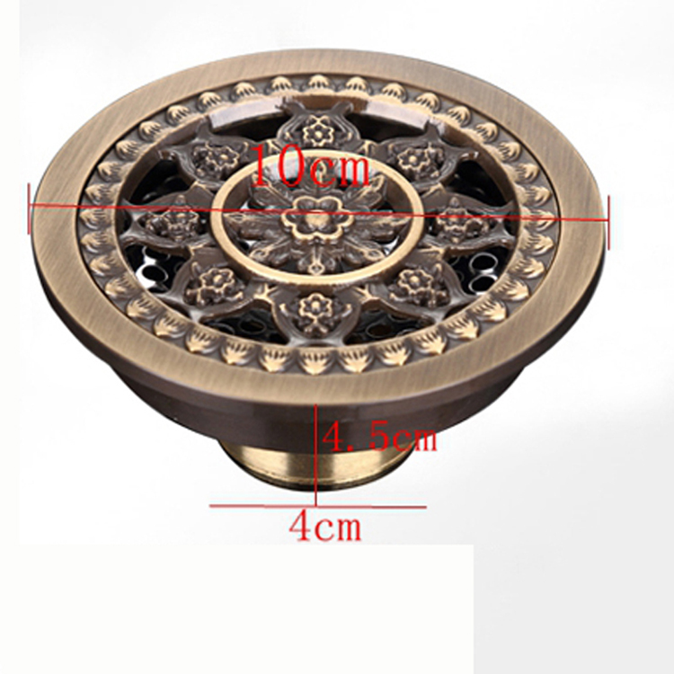 rozin antique brass bathroom round shaped shower floor drain 4" brass bathroom floor grate drain