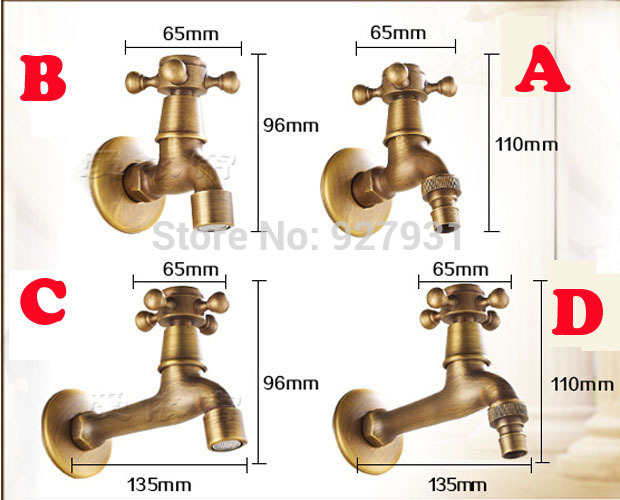 single cross handles bathroom washing machine/ mop pool faucet antique brass finished