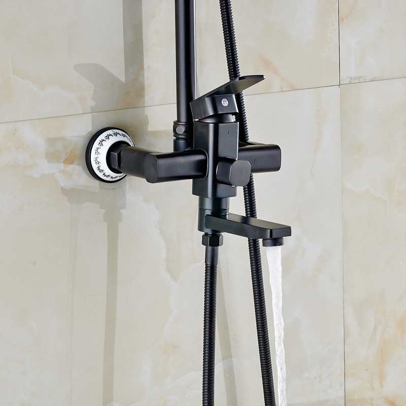 single handle brass 8" rainfall shower set wall mounted rotate tub filler bath shower mixer taps