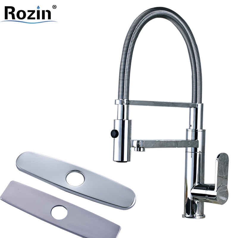 single handle swivel rorate kitchen sink mixer and cold taps deck mounted kitchen faucet + 10" hole cover plate