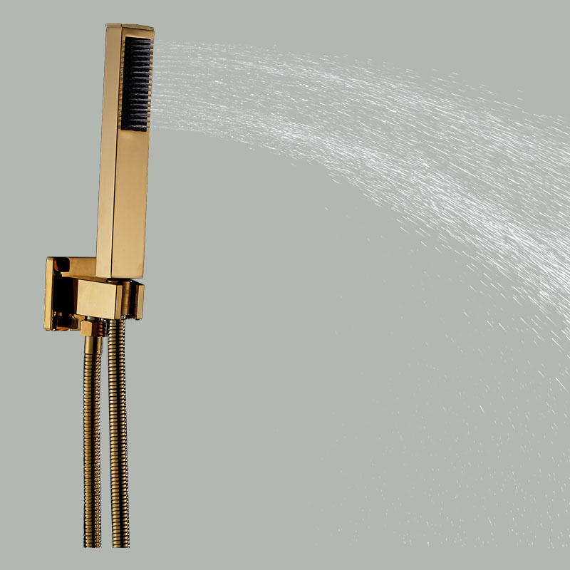 wall mount single handle waterfall rain shower faucet mixe tap with handheld shower golden color