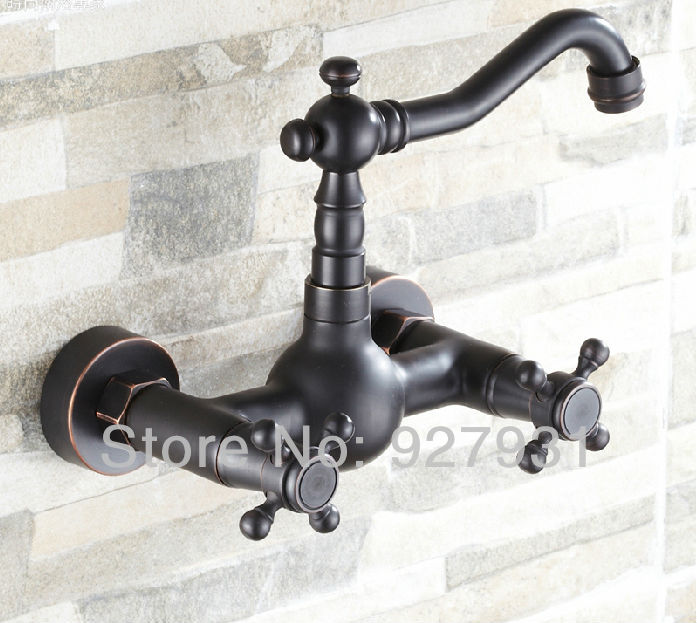 wall mounted basin kitchen mixer tap oil rubbed bronze dual handle basin sink faucet