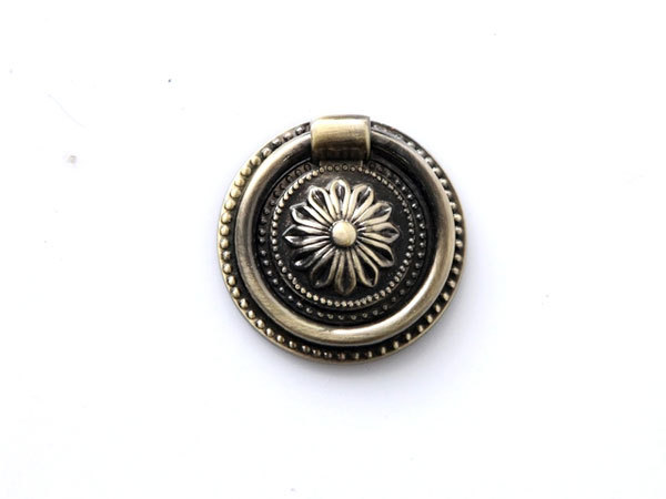 European rural style furniture handle flower classical  zinc alloy pull bronze rings for cabinet or drawer   Free shipping