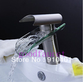 Waterfall Solid Brass Brushed Nickel Bathroom Faucet Glass Spout Basin Faucet Sink Mixer Tap