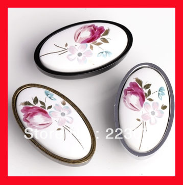 -black oval Tulib Ceramic knob cabinet knob with screw Cabinet DRAWER Pull Dresser pull/ Kitchen 10pcs/lot