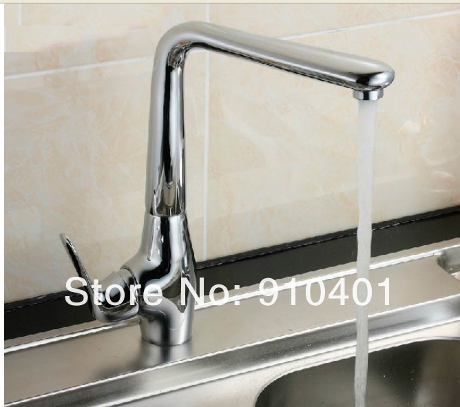 Wholesale And Retail Promotion NEW Deck Mounted Chrome Brass Bathroom Basin Faucet Swivel Spout Sink Mixer Tap