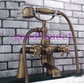 Antique Bronze Clawfoot Bathtub Faucet Mixer Tap With Pillars Deck Mounted with telephone spray