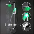 Rainfall Color changing shower set chrome brass shower faucet 8" square shower head mixer tap