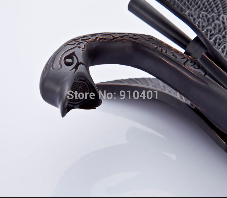 Wholesale And Retail Promotion Luxury Oil Rubbed Bronze Art Carved Bathroom Swan Faucet Single Handle Mixer Tap