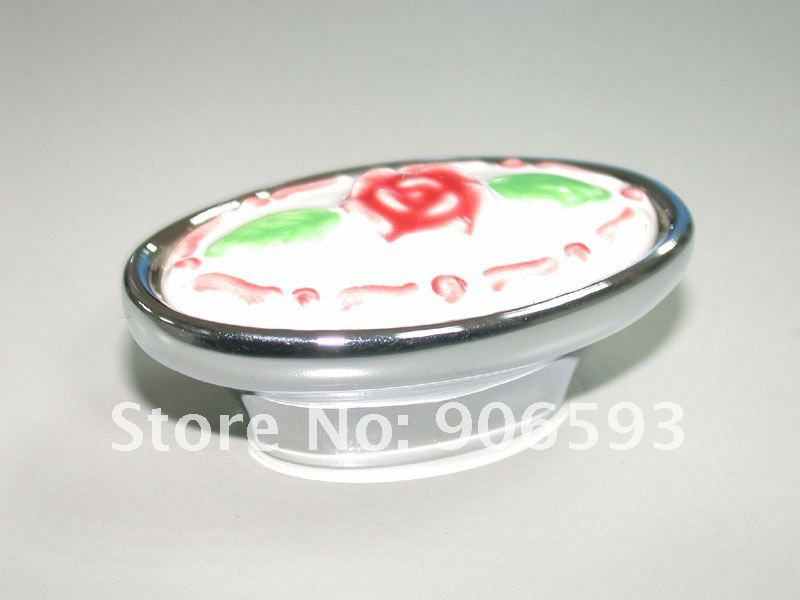 12pcs lot free shipping\Porcelain shell cartoon cabinet knob\zinc alloy base chrome plated\furniture knob\furniture handle