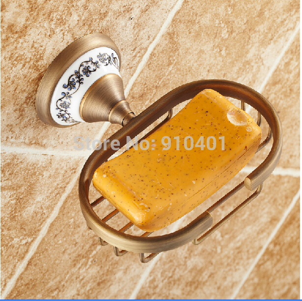 Wholesale And Retail Promotion Ceramic Style Antique Brass Bathroom Soap Dish Square Soap Basket