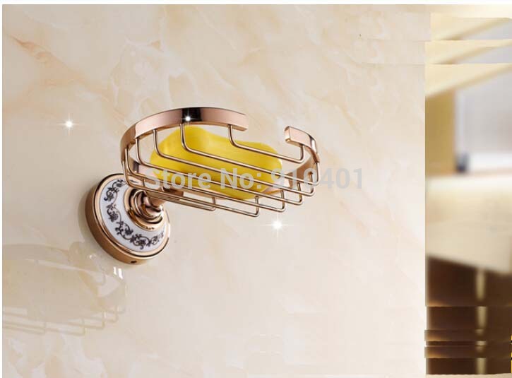 Wholesale And Retail Promotion Modern Rose Golden Ceramic Carved Art Solid Brass Bathroom Soap Dishes Holder