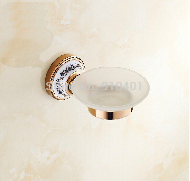 Wholesale And Retail Promotion Rose Golden Ceramic Style Bathroom Wall Mounted Soap Dish Holder Soap W/ Dishes