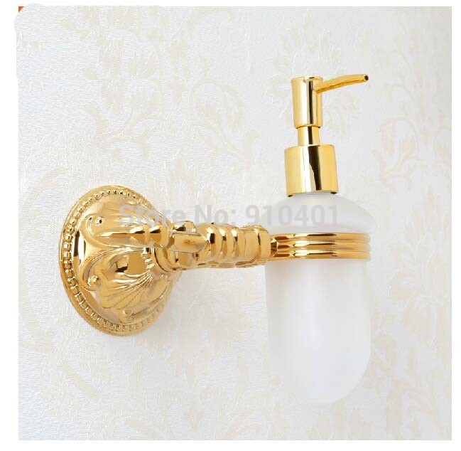 Wholesale And Retail Promotion Wall Mount Golden Brass Bathroom Soap Dispenser Wall Mounted Kitchen Soap Bottle