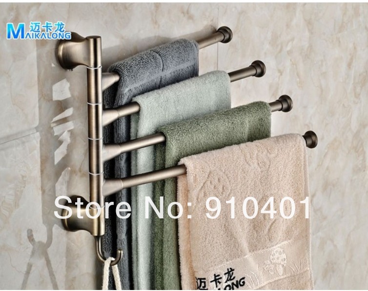 Wholesale And Retail Promotion  Antique bronze wall mounted bathroom towel bar 4 swivel bars euro style