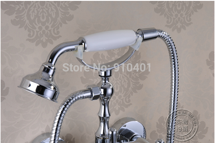 Wholesale And Retail Promotion Luxury Chrome Brass Wall Mounted Bathtub Faucet Dual Handles Shower Mixer Tap