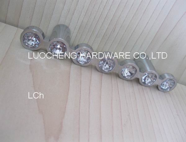 100PCS/ LOT 110MM CLEAR CRYSTAL HANDLE WITH ALUMINIUM ALLOY CHROME METAL PART