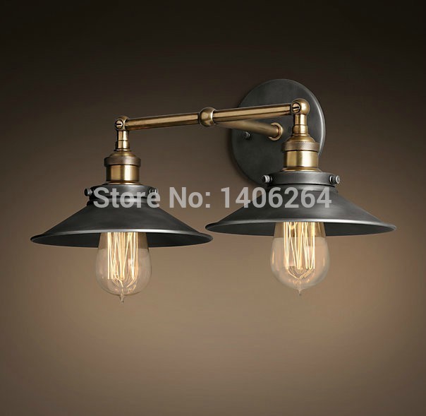 2 heads iron vintage retro lamp edison loft wall light adjust 22cm for cafe bar hall coffee shop club store restaurant balcony