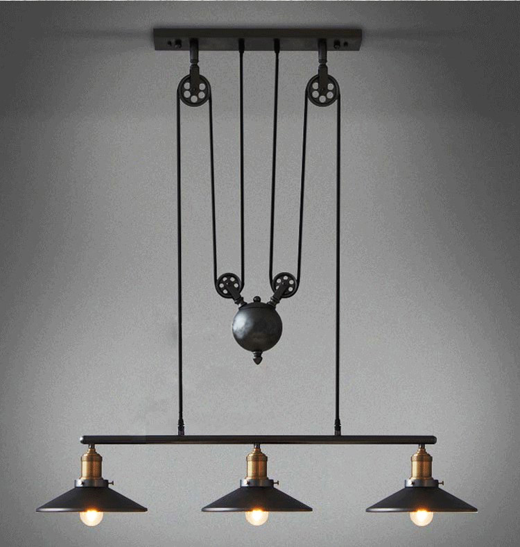 2016 vintage american rh loft edison lifting pulley pendant light adjustable wire lamp bar decoration lighting with mirror