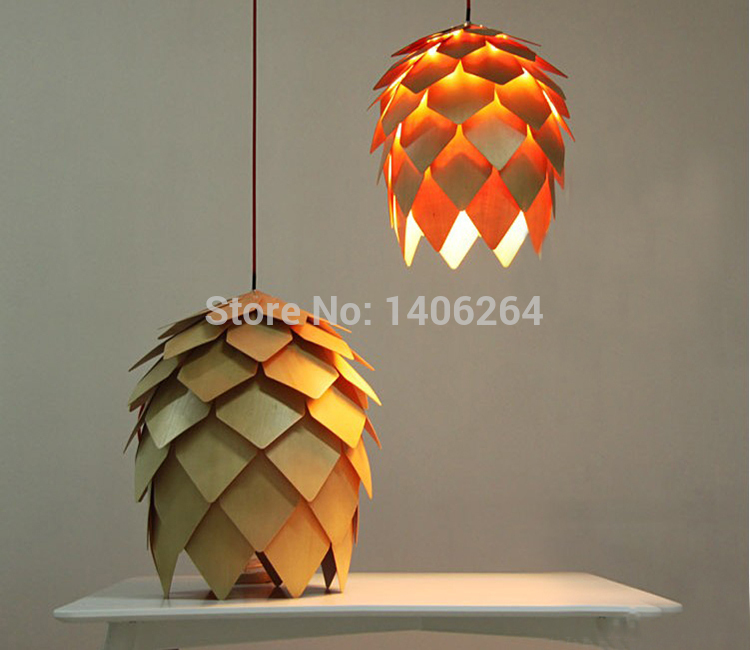 20cm modern wooden pinecone diy decoration pendant lamp cafe bar coffee shop hall store club bedside