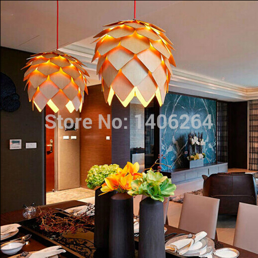 20cm modern wooden pinecone diy decoration pendant lamp cafe bar coffee shop hall store club bedside