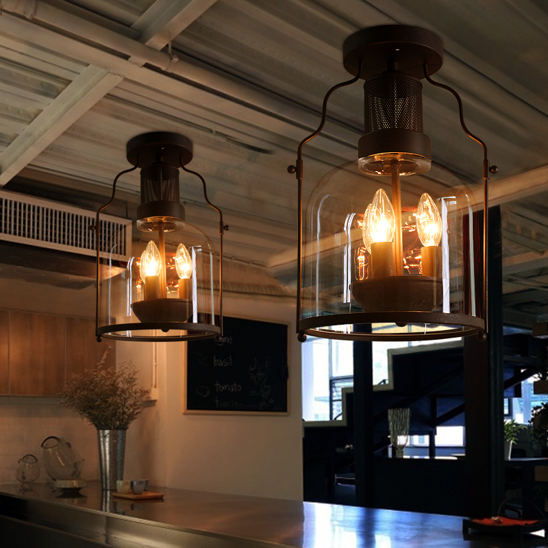 american industrial loft retro glass bottle cystal ceiling light aisle lamp cafe bar dining room store restaurant