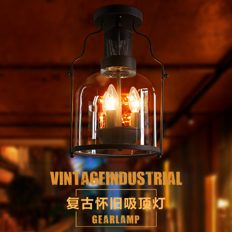 american industrial loft retro glass bottle cystal ceiling light aisle lamp cafe bar dining room store restaurant