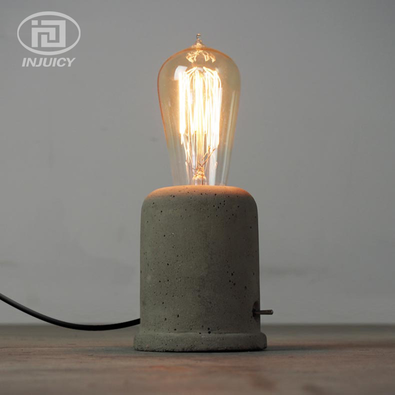 american nordic loft vintage industrial concrete table light edison desk lamp bedroom bedside bulb led cafe bar store club