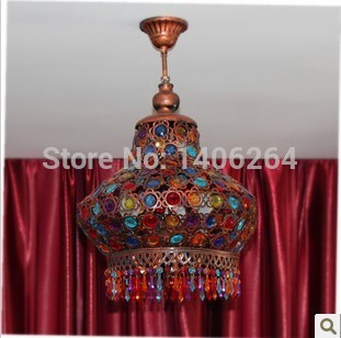 bohemia vintage mediterranean sea colourfull crystal lamp romance ceiling light led hanging light for cafe bar store hall club