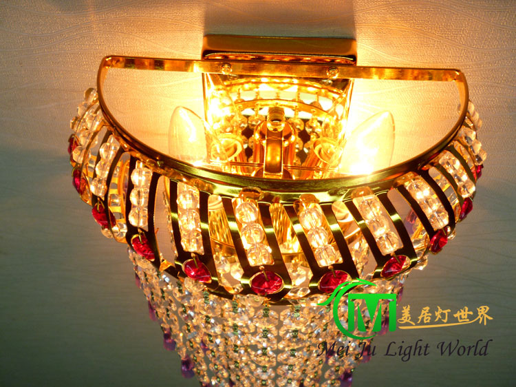 brass buckle titanium plate gold crystal wall lamp k9 crystal sitting room bedroom mirror light