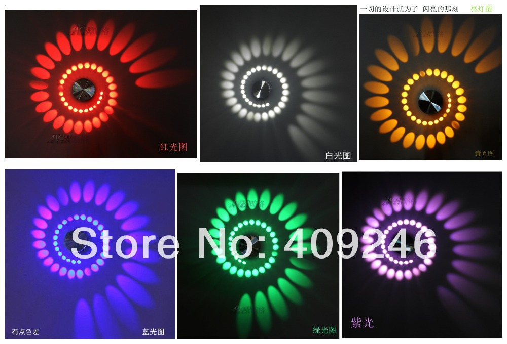 bright round circle colorful 1x3w led wall indoor hall cabinet fixture lighting bulb background lamp ktv bar ceiling lobby