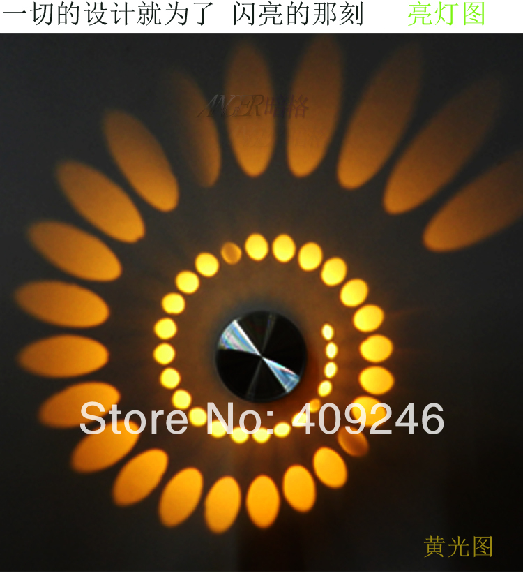 bright round circle colorful 1x3w led wall indoor hall cabinet fixture lighting bulb background lamp ktv bar ceiling lobby