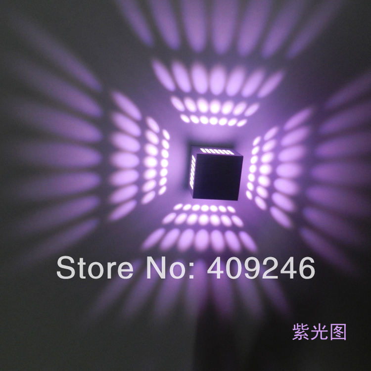 bright square purple1x3w led wall indoor hall cabinet fixture lighting bulb background lamp ktv bar ceiling lobby