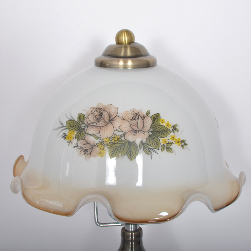 british retro flower dimmer lamp glass study living room copper base reading lamp