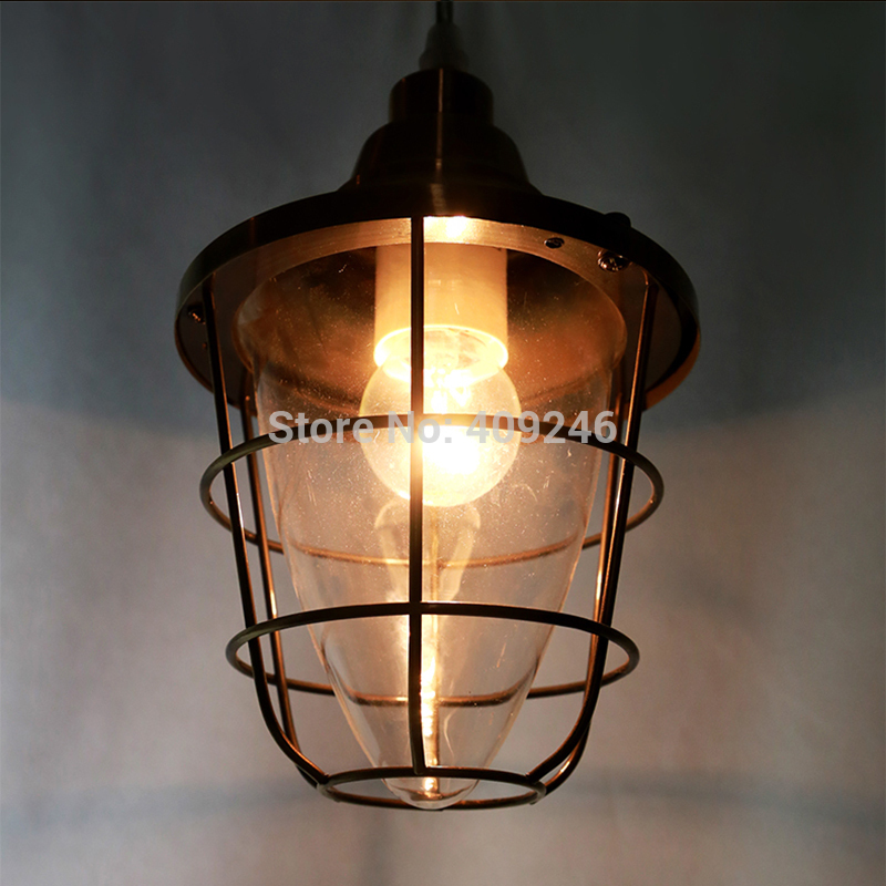 edison fashion single cage pendant light glass wrought iron industry cafe bar home decor lighting hall coffee shop balcony