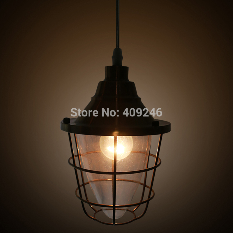 edison fashion single cage pendant light glass wrought iron industry cafe bar home decor lighting hall coffee shop balcony