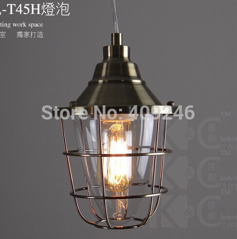 edison fashion single cage pendant light glass wrought iron industry cafe bar home decor lighting hall coffee shop balcony