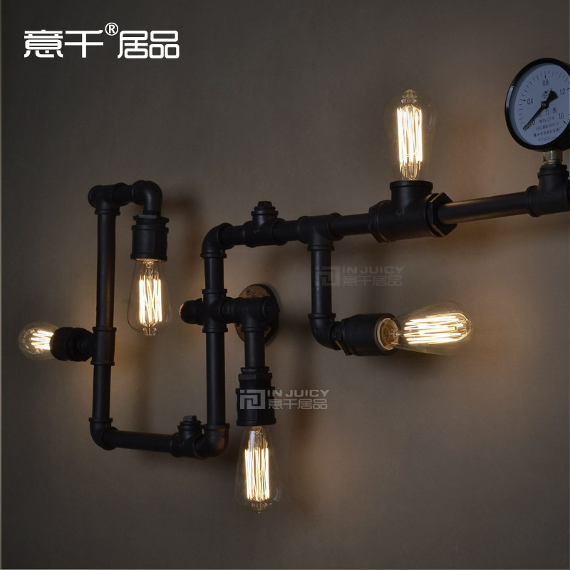 edison industrial vintage metal water pipe wall lamp max 200w with 5 lights painted finish cafe bar coffee shop hall store club