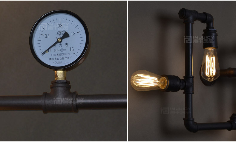 edison industrial vintage metal water pipe wall lamp max 200w with 5 lights painted finish cafe bar coffee shop hall store club