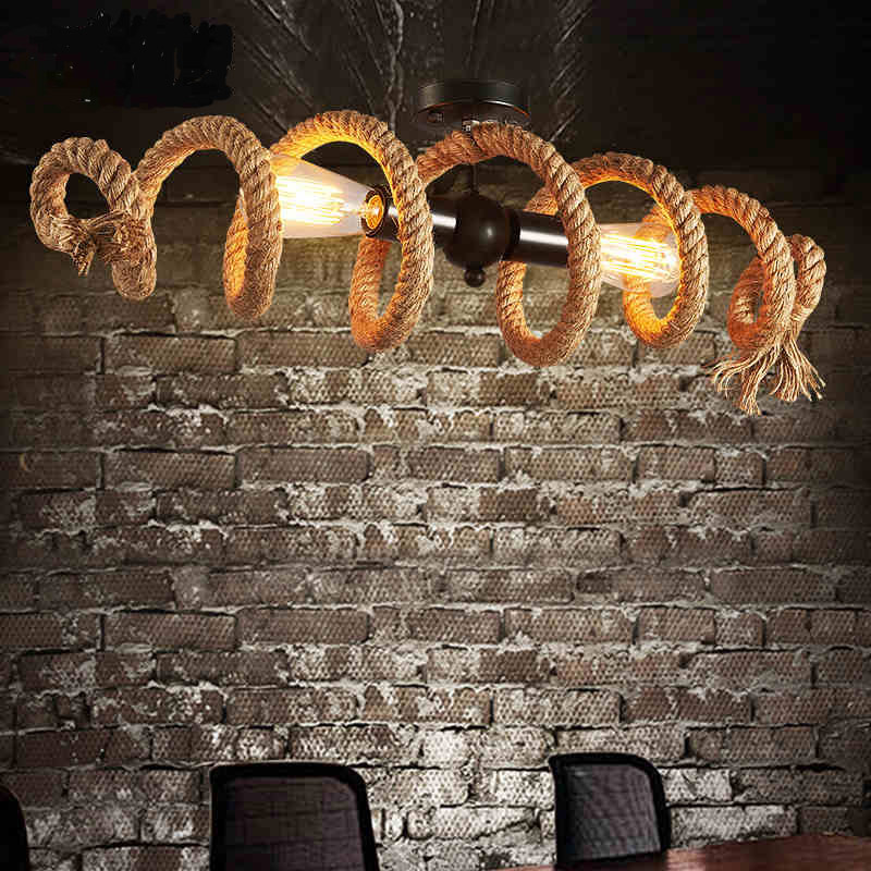 edison vintage hemp rope screw ceiling lamp loft decorate light industrial cafe club bar