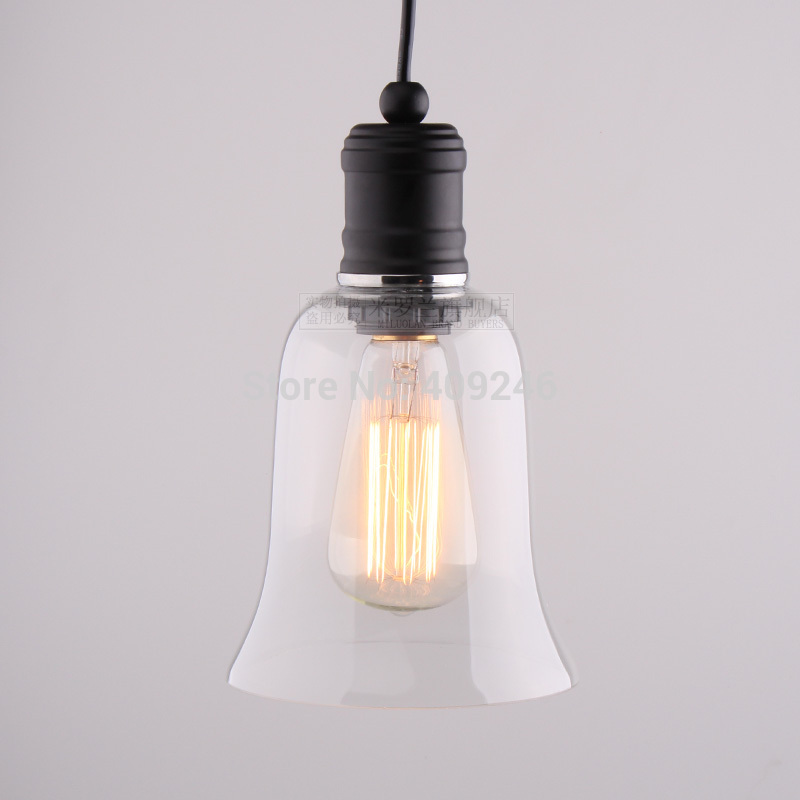 edison vintage style clear crystal glass bell pendant ceiling lamp droplight for cafe bar coffee shop hall dining room bedside